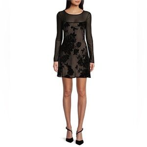 Chelsea & Violet Sheer Black Floral Dress | Size M